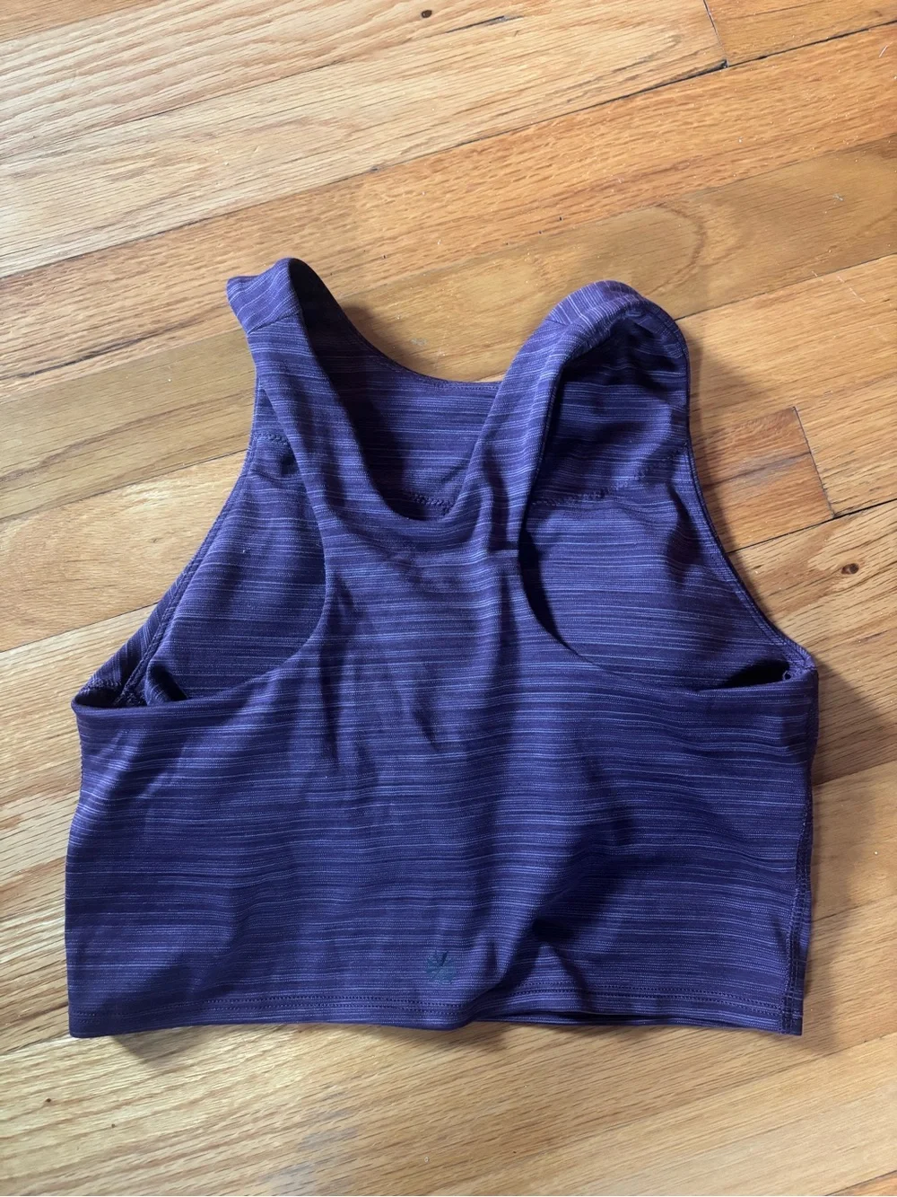 Athleta Striped High-Neck Crop Tank in Deep Purple